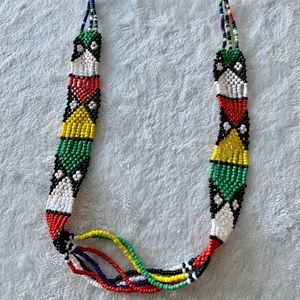 Hand-beaded traditional West African necklace